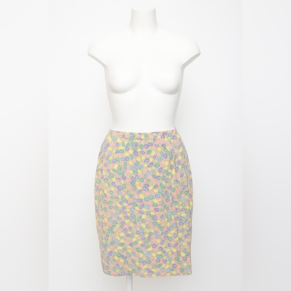 Vintage | SK & Company | Pink and Yellow Midi Pencil Skirt